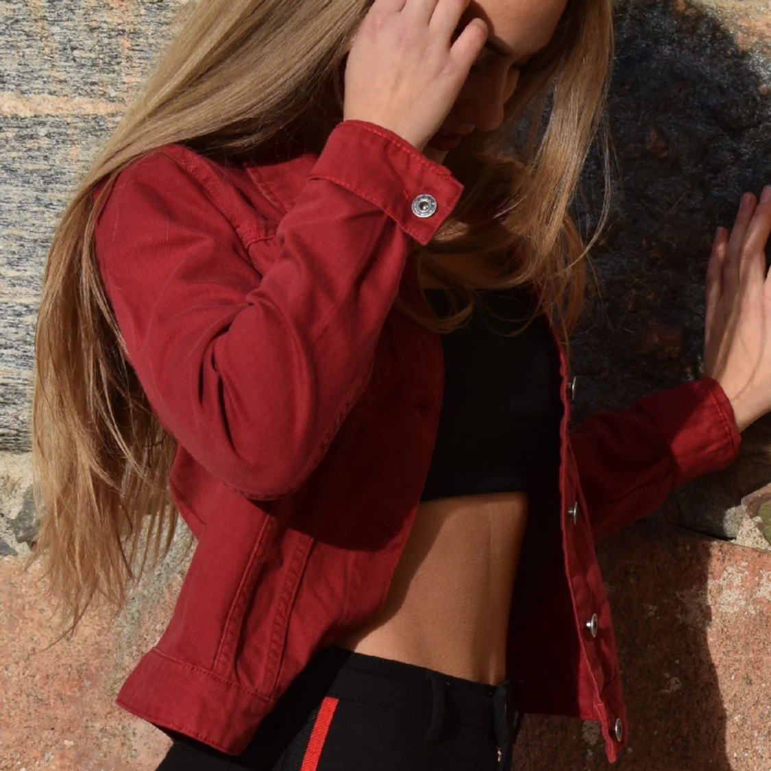 Röd jeans jacka - 90