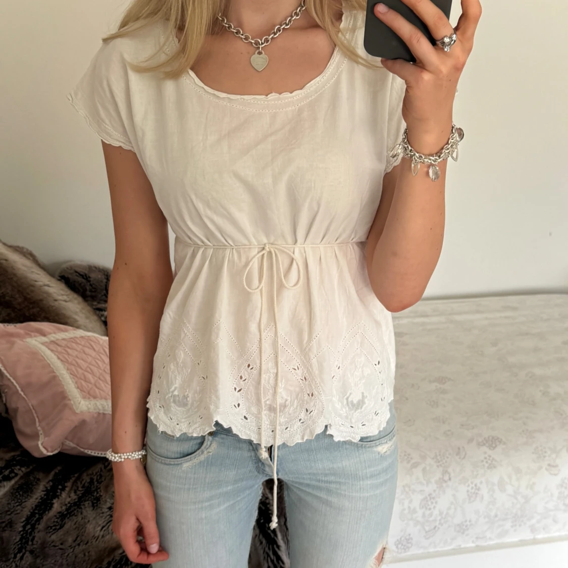 vit topp knytning - 90