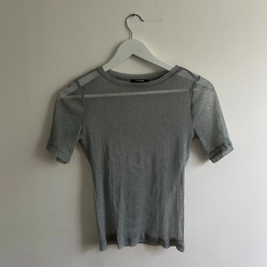 Glitter silvrig meshtopp 