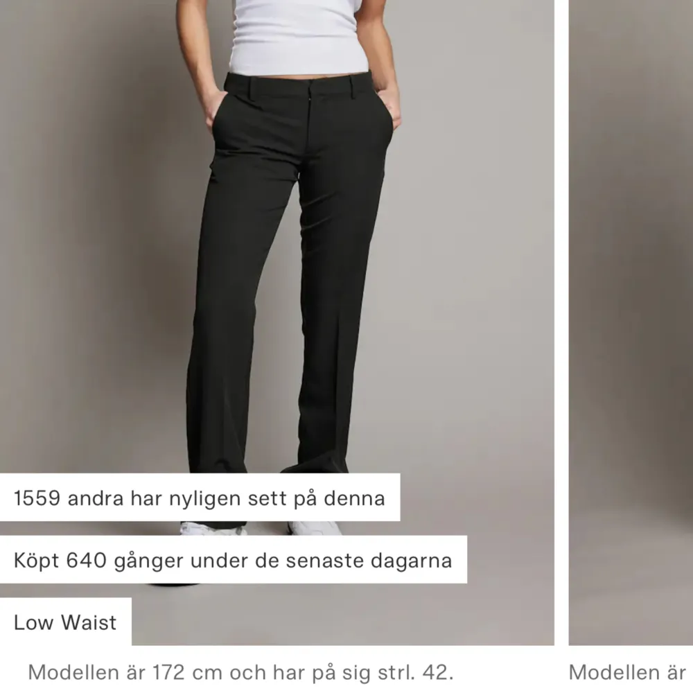 Säljer dessa då dom är för stora på mig, är som nya, low waist i modellen vera från bikbok, med slits!. Jeans & Byxor.
