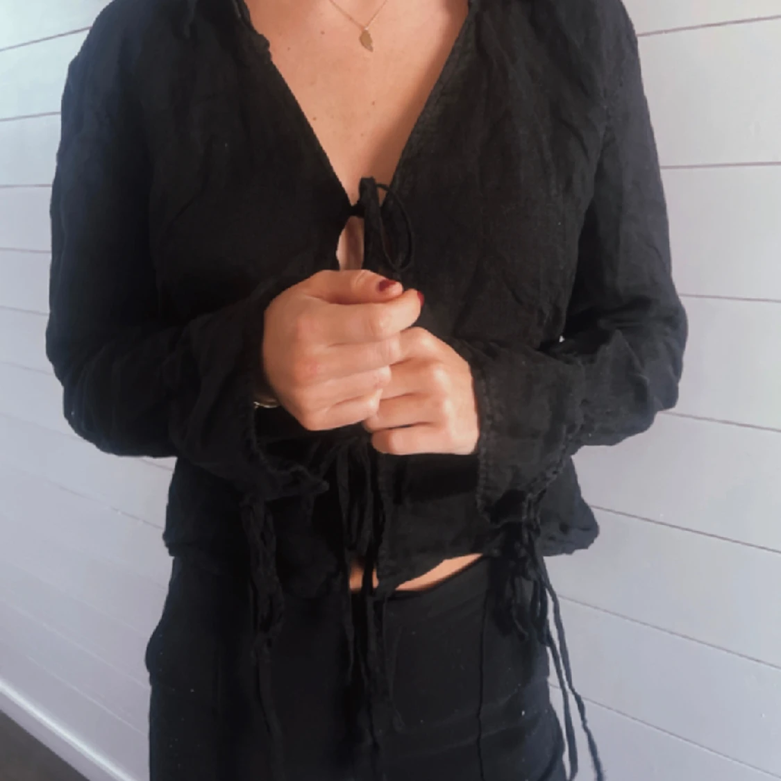 Blus med snörning - 90