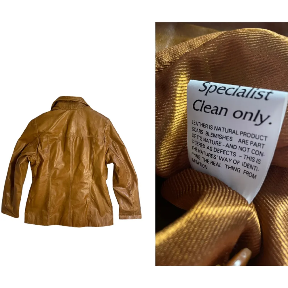 Vintage brun äkta läderjacka i blazer-stil med fickor fram och på insidan 💗. Jackor.