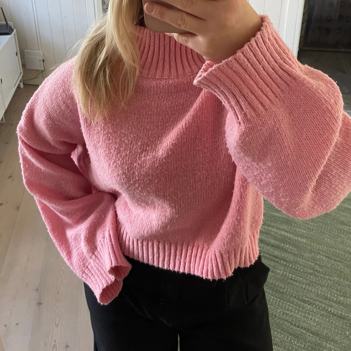 Rosa stickad tröja  - 90