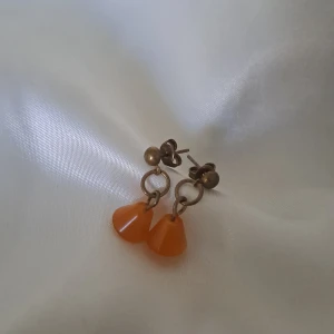 Örhängen med oreange dekor - Fint skick. Är plast tror jag.  💗😊 