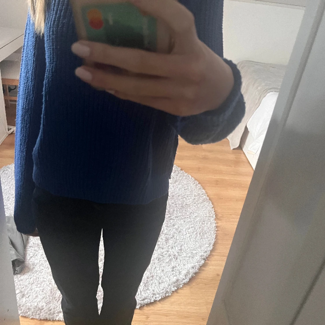 Blå stickad tröja 💘