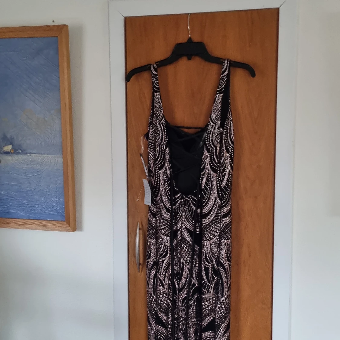 Balklänning, svart glitter - 90