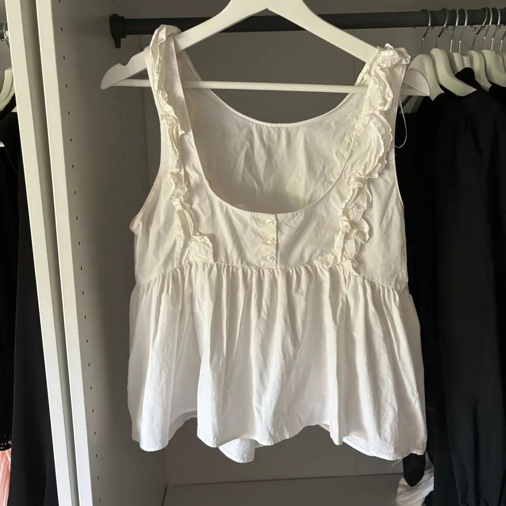 Topp med fina detaljer från Zara 🔥 Garderobsrensning på gång! Jag säljer detta fantastiskt plagg från mitt djur- och rökfria hem. 🛍️💫  Se gärna mina andra annonser.. Toppar.