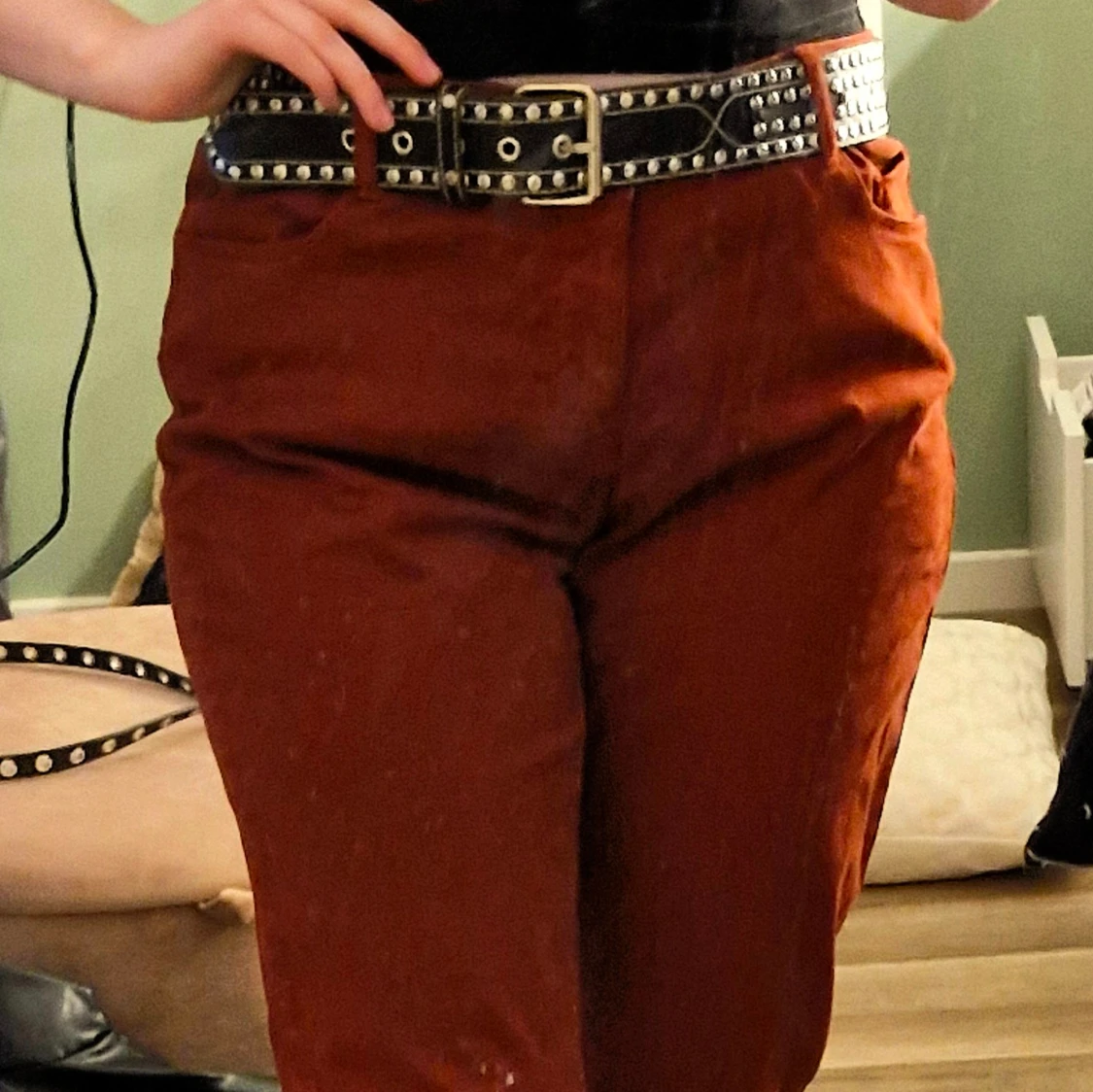 Vinröda low waist jeans