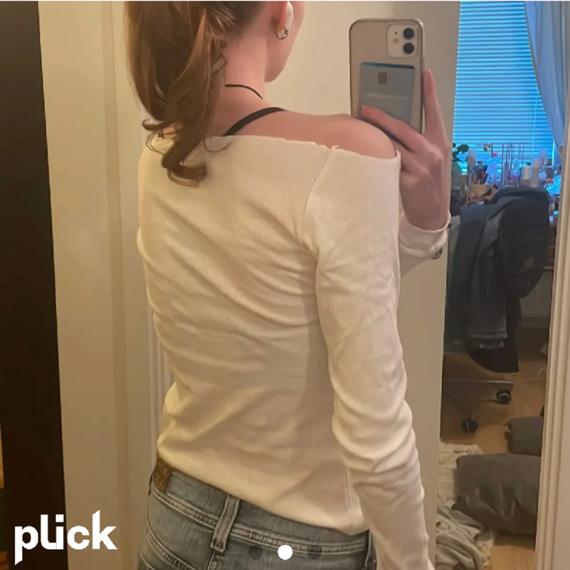 Vit off shoulder tröja  - 90