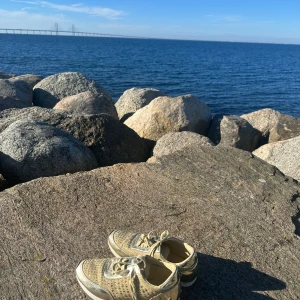 Guldsneakers med glittriga detaljer - Italienska! Fint skick! 