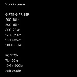 Säljer fortnite gifts/ vbucks konto för billigt pris skriv gärna i dm så löser vi något. 