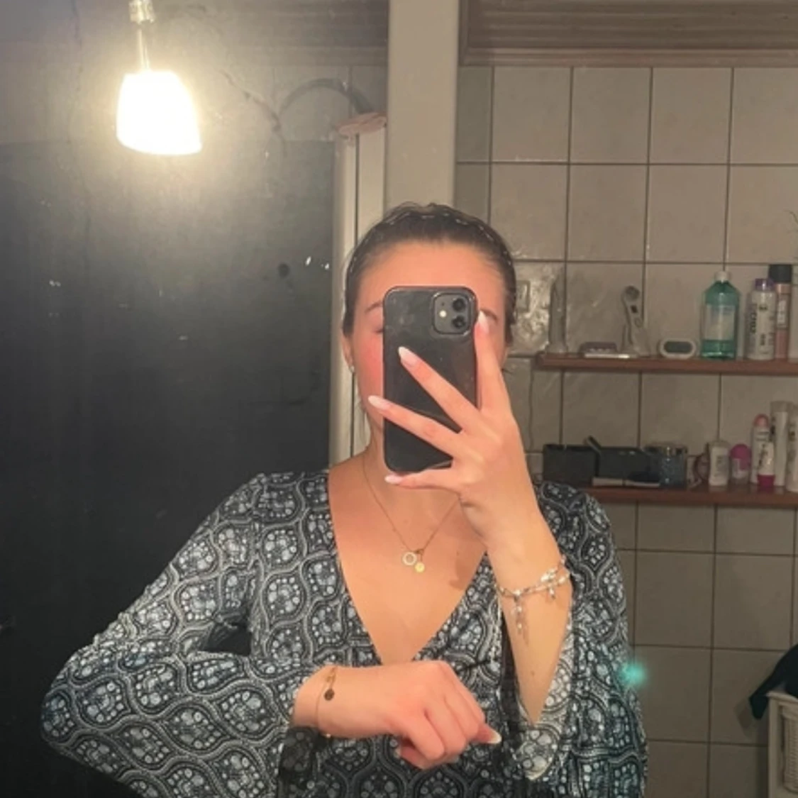 Mönstrad lång klänning - 90