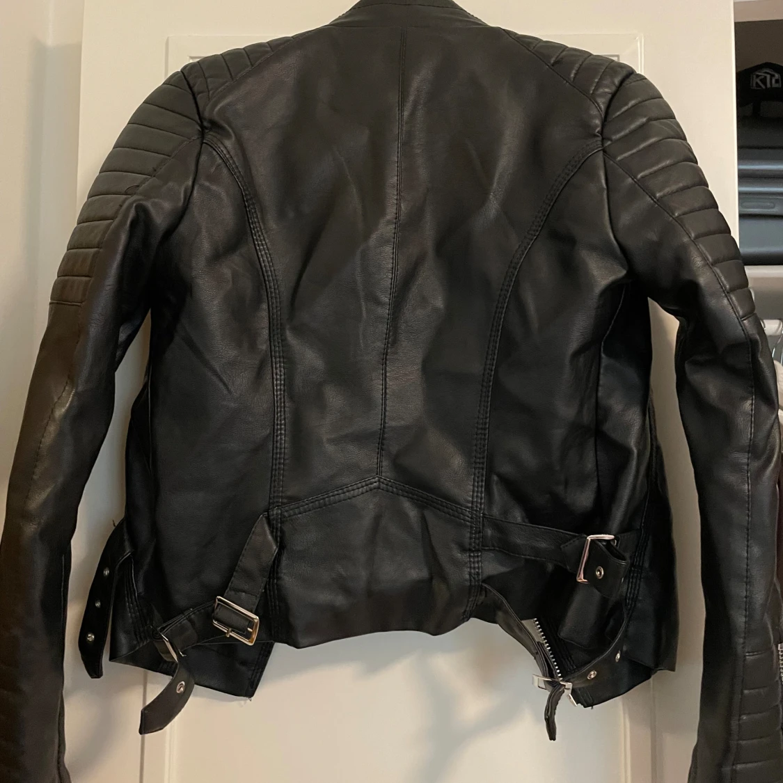 Svart Läder motorcykel jacka  - 90