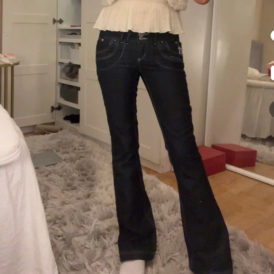 Mörkblå Lågmidjade jeans