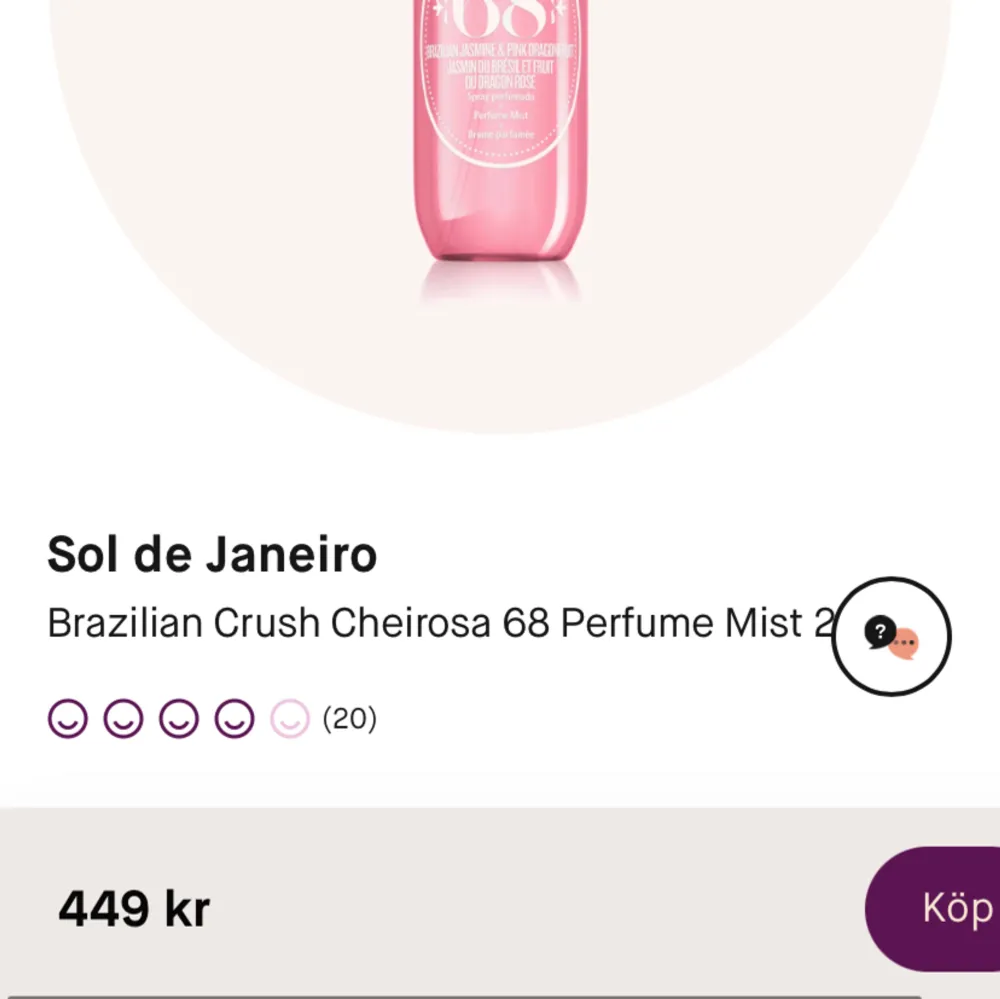 Säljer sol de Janeiro parfym eftersom jag fick den i present men har ej använd den så mycket, den är nästan helt full. Luktar gott och är ganska populär, men passar inte mig. Det är den största flaskan som innehåller 240 ml💓 nypris: 450 kr. Övrigt.