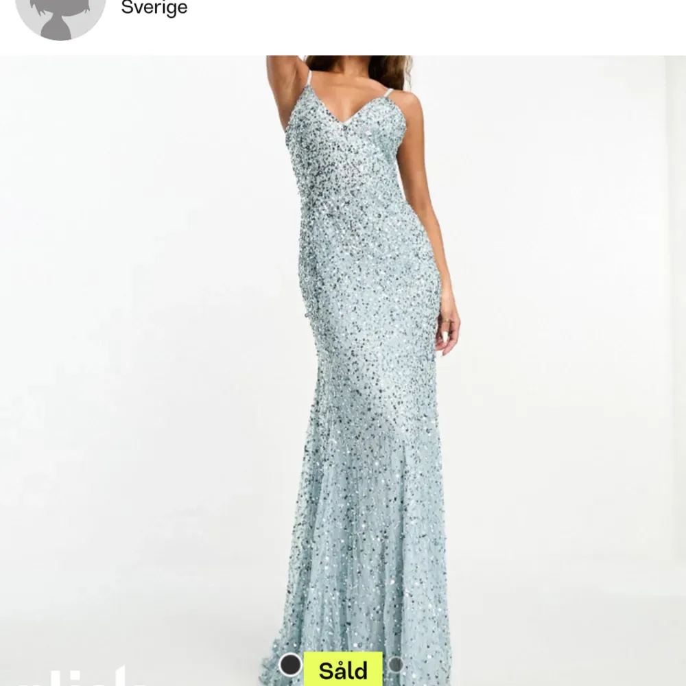 Säljer denna jättefina balklänning som jag köpte på plick för 1500kr men som tyvärr inte passade. Den kommer från asos och är storlek 38, det är bara att skriva för mer information!🤍. Klänningar.