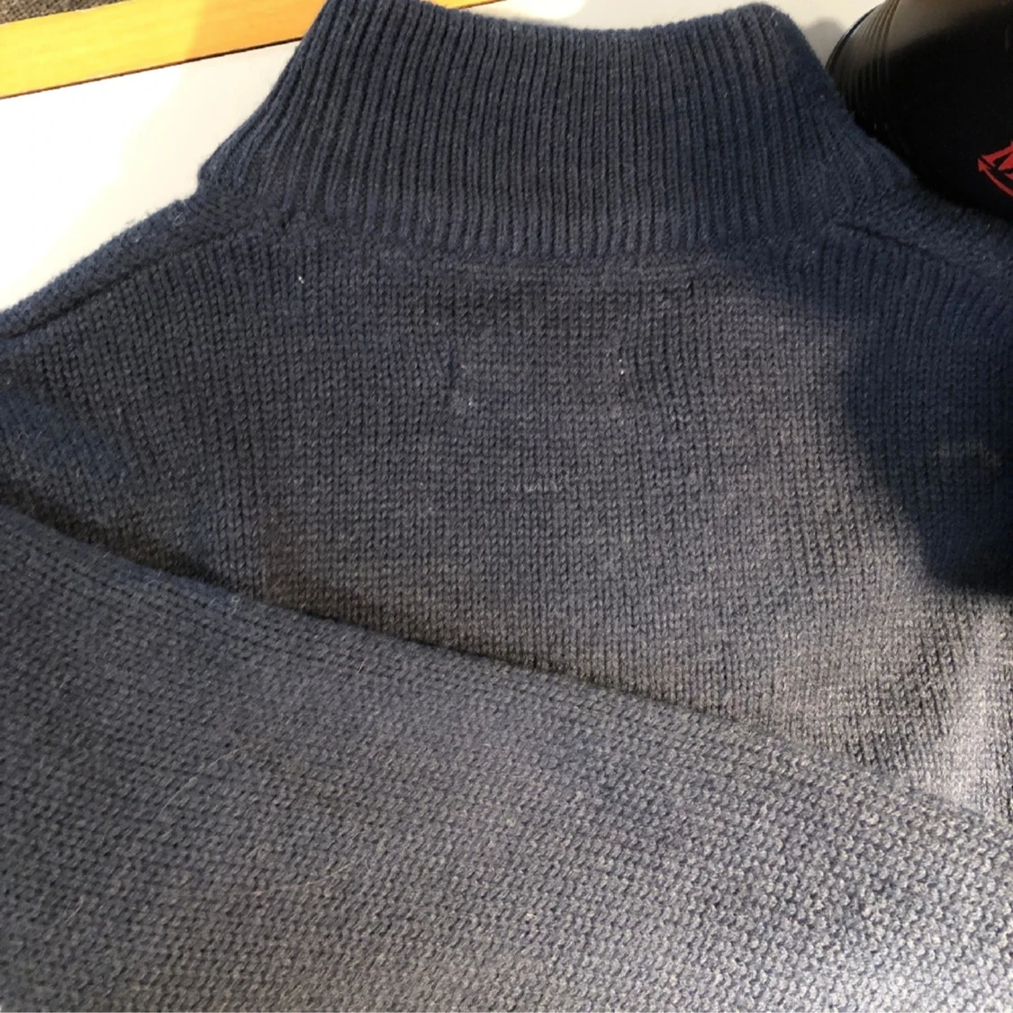 Half Zip blå stickad  - 91