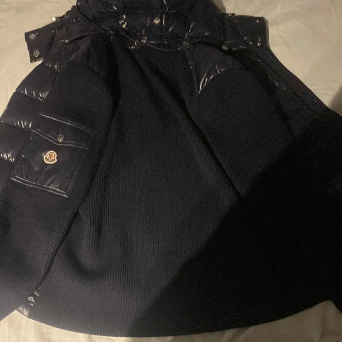 Moncler navy tricot zip up cardigan - 91