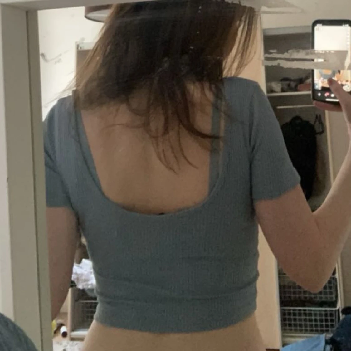 blå uringad topp - 90