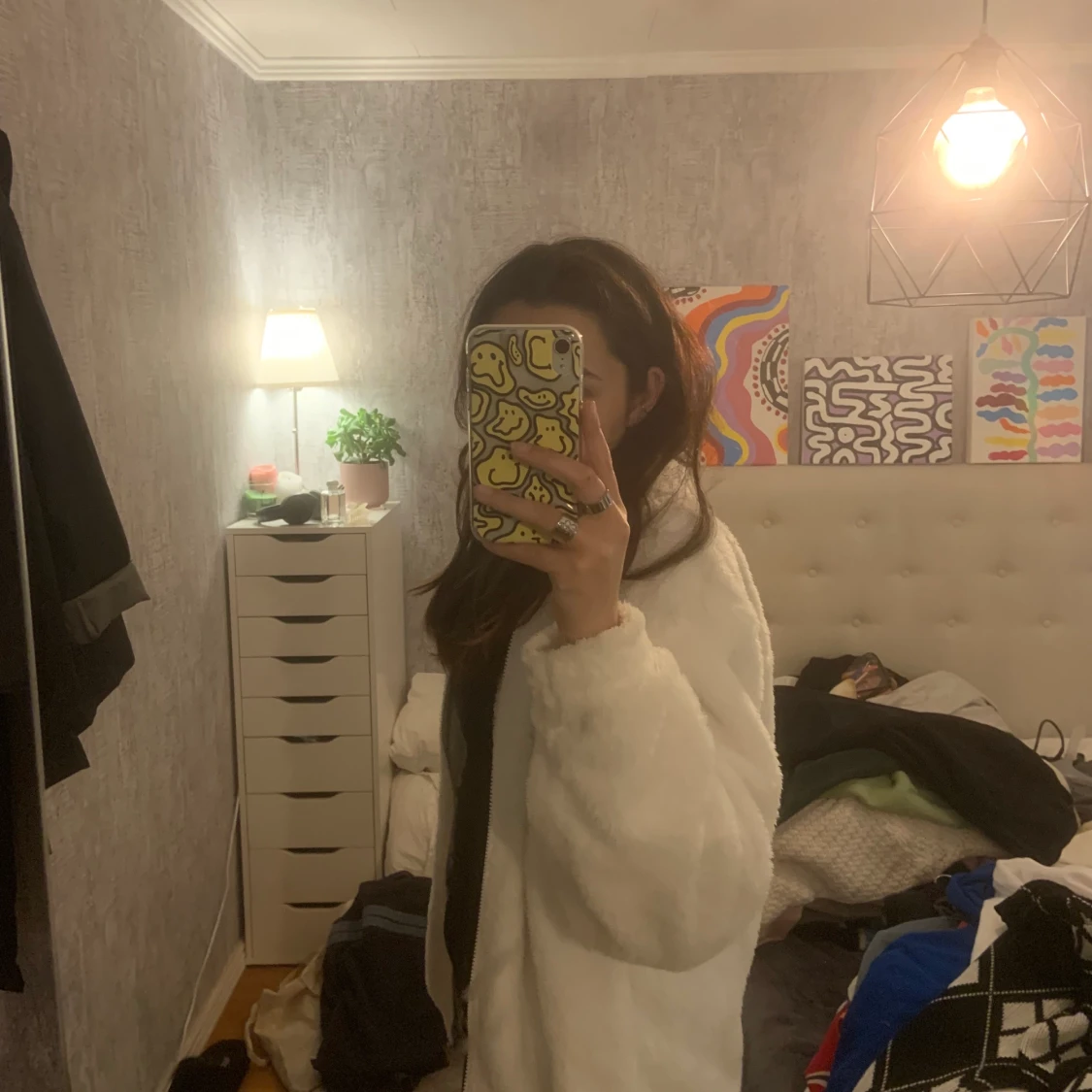 Vit fleecejacka - 90