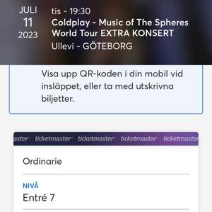 Säljer en coldplay biljett ( sittplats ) 11 juli i Göteborg. Säljer för jag köpte fel dag😳 Köpt för 1560 ( helt slutsålda )