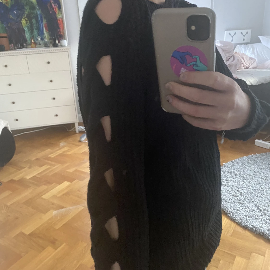 Snygg cutout stickad tröja - 91