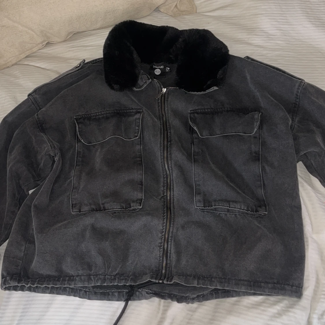 Jeans jacka med päls