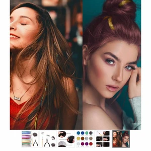 Hair hinders/fairy hair - Hair Tinsels, även kallad Glitter Hair Extensions och Fairy Hair, är glitterslingor som du fäster i ditt hår för ett vackert glitterskimmer. Oöppnade och passar perfekt till sommarens festivaler!   Säljes styckvis, 40kr styck eller alla för 150kr