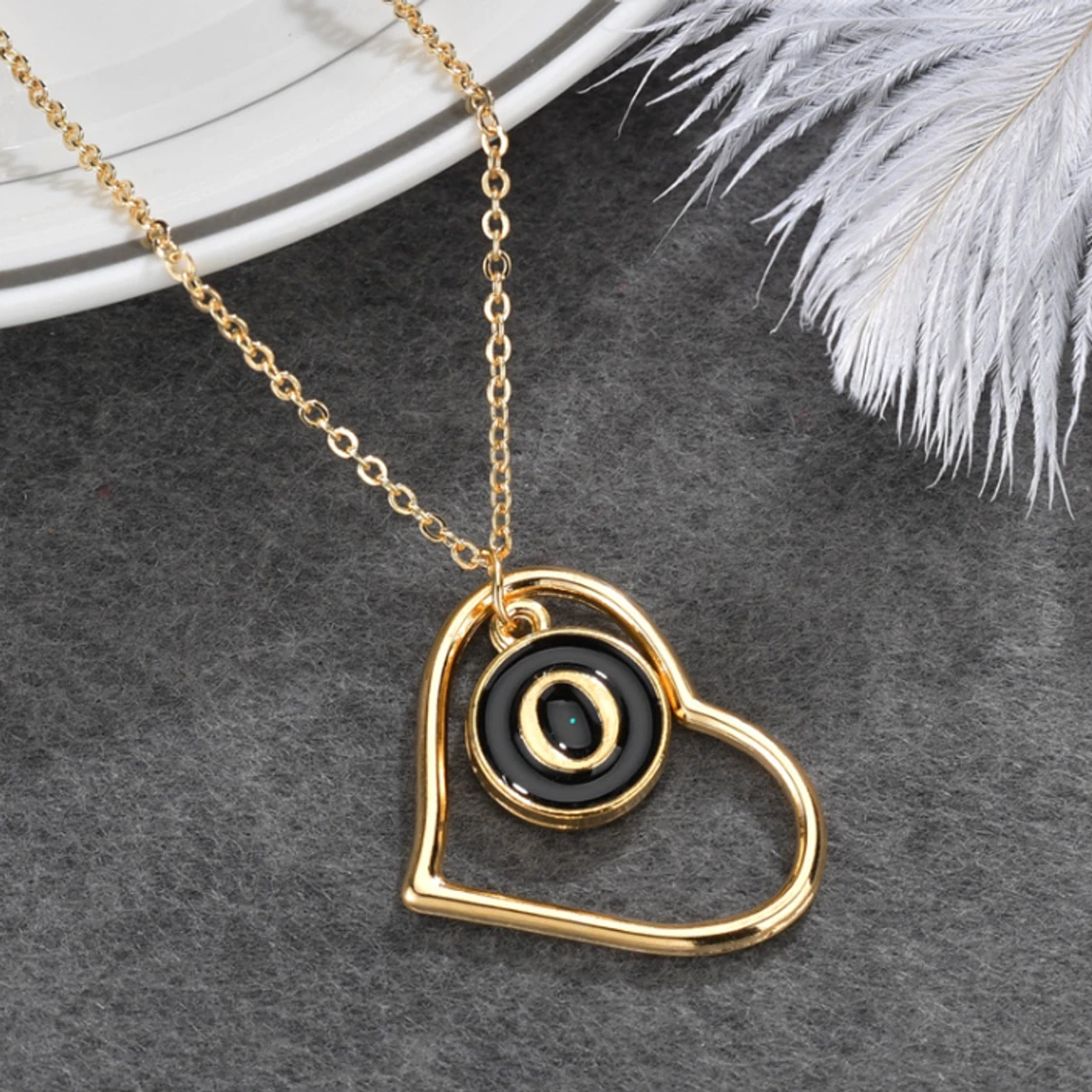 Stor Bokstav Hjärta Halsband  - 91