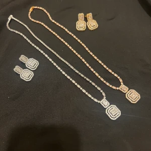 925 stampen med guldpläterad halsband set - Silver set guldpläterad set 