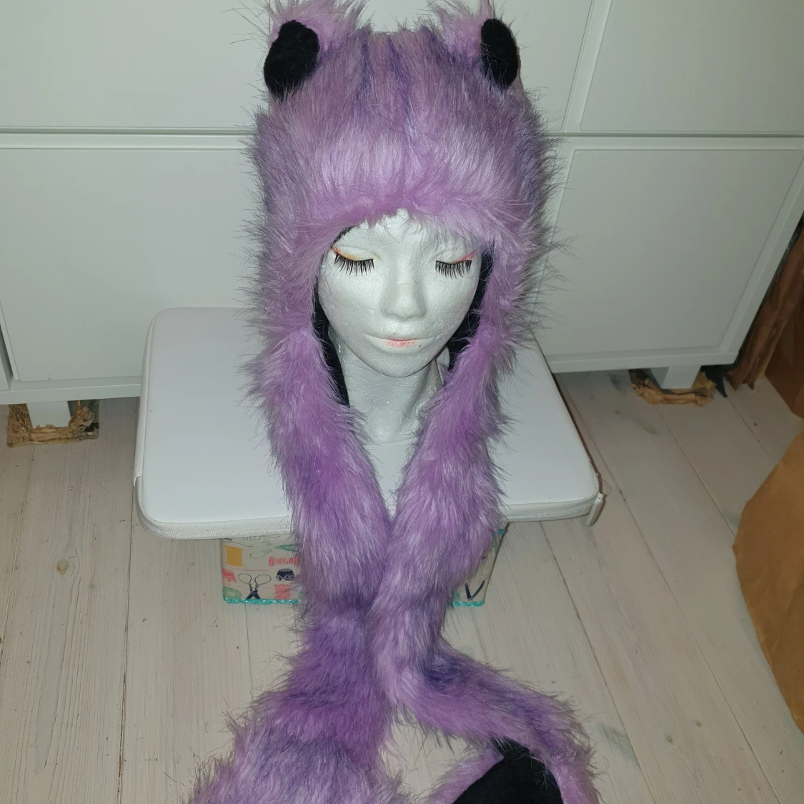 Kawaii fluffy scarf vinter mössa vantar - 90