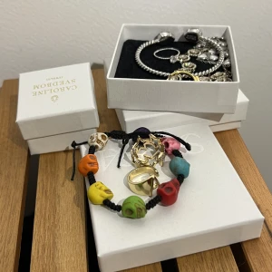 Armband döskallar - Coolt & unikt armband med döskallar i multi färger! Köpt på sellpy så finns inte att köpa nånstans ❤️ så snyggt på sommaren till en bränna!!! Döskallarna har inga defekter utan ska se ut så!⭐️vintage & justerbart!