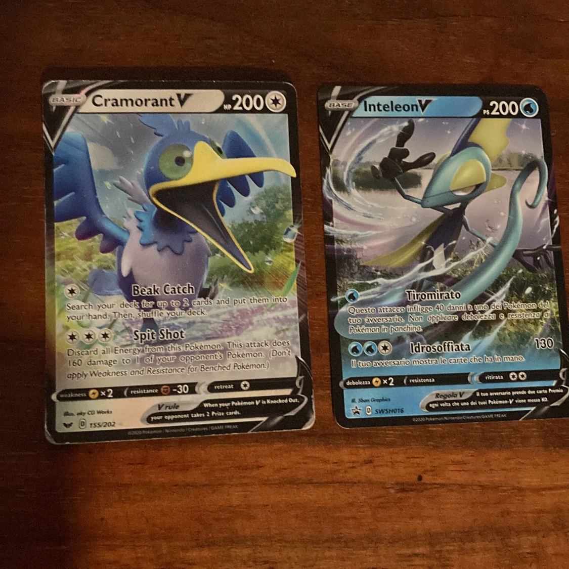 Cramorant V och Inteleon V - Pokémon kort