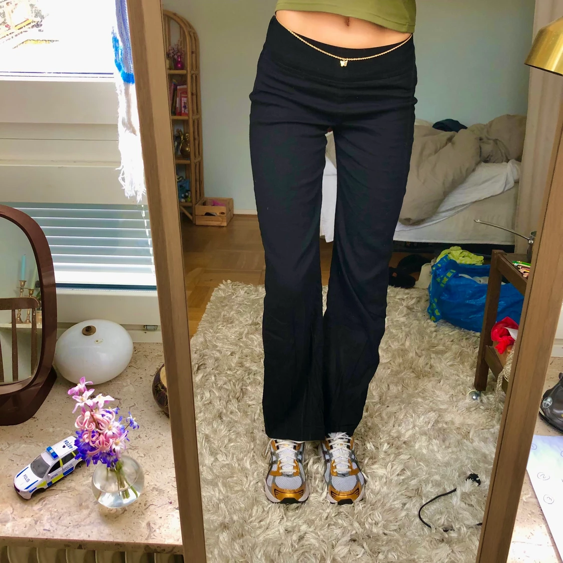 Svarta linnebyxor - 90