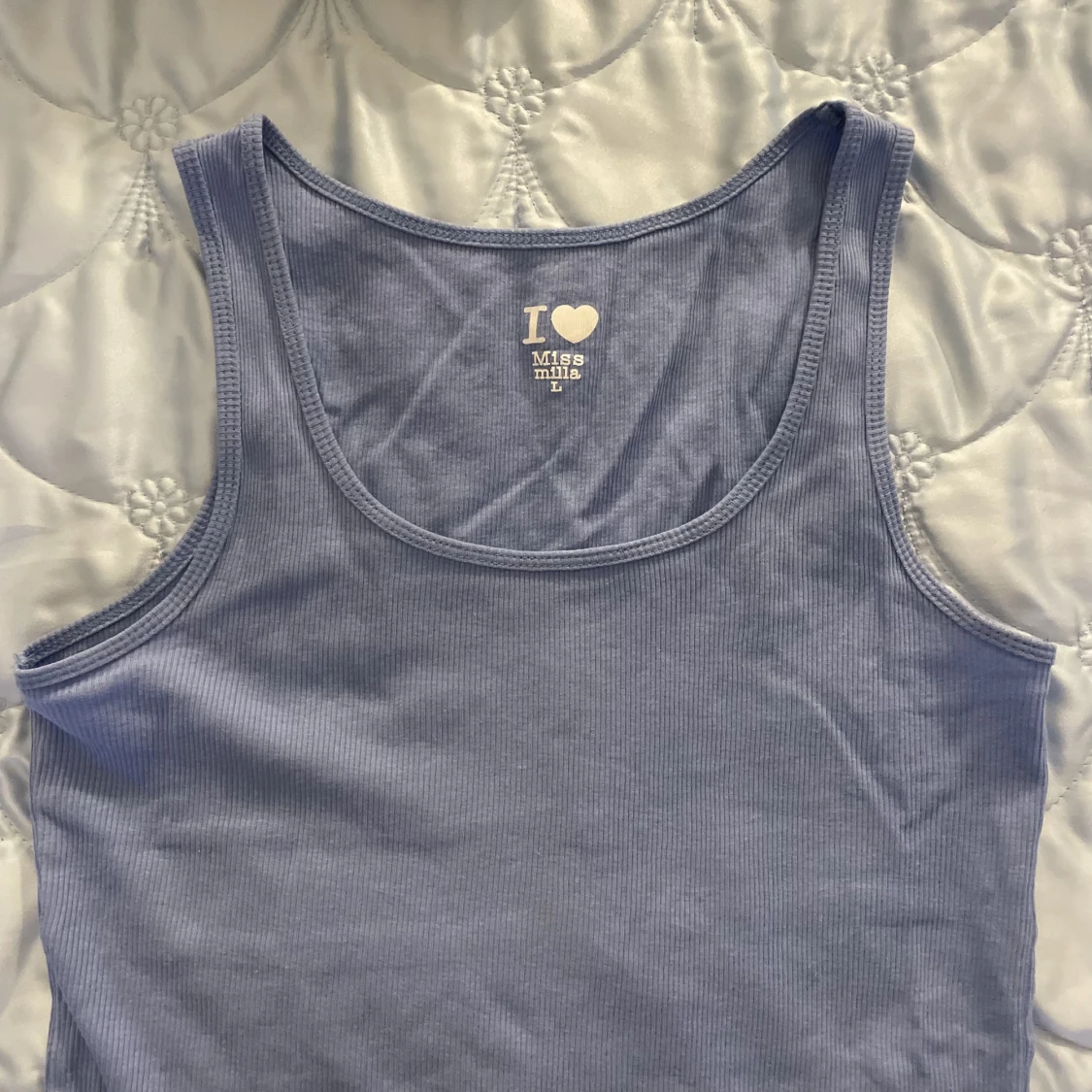 Ribbat blått linne I love miss milla - 91
