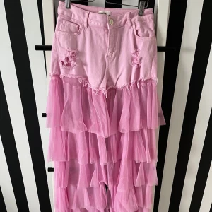 Rosa byxor - Mjukt jeans material, stretchiga  Mesch tyg Stor Medium Pris 200kr Frakt tillkommer 