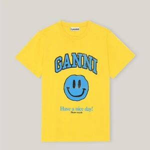 GANNI T-shirt  - T-shirt från GANNI, gul & blå! Använd men bra skick, storlek S. 