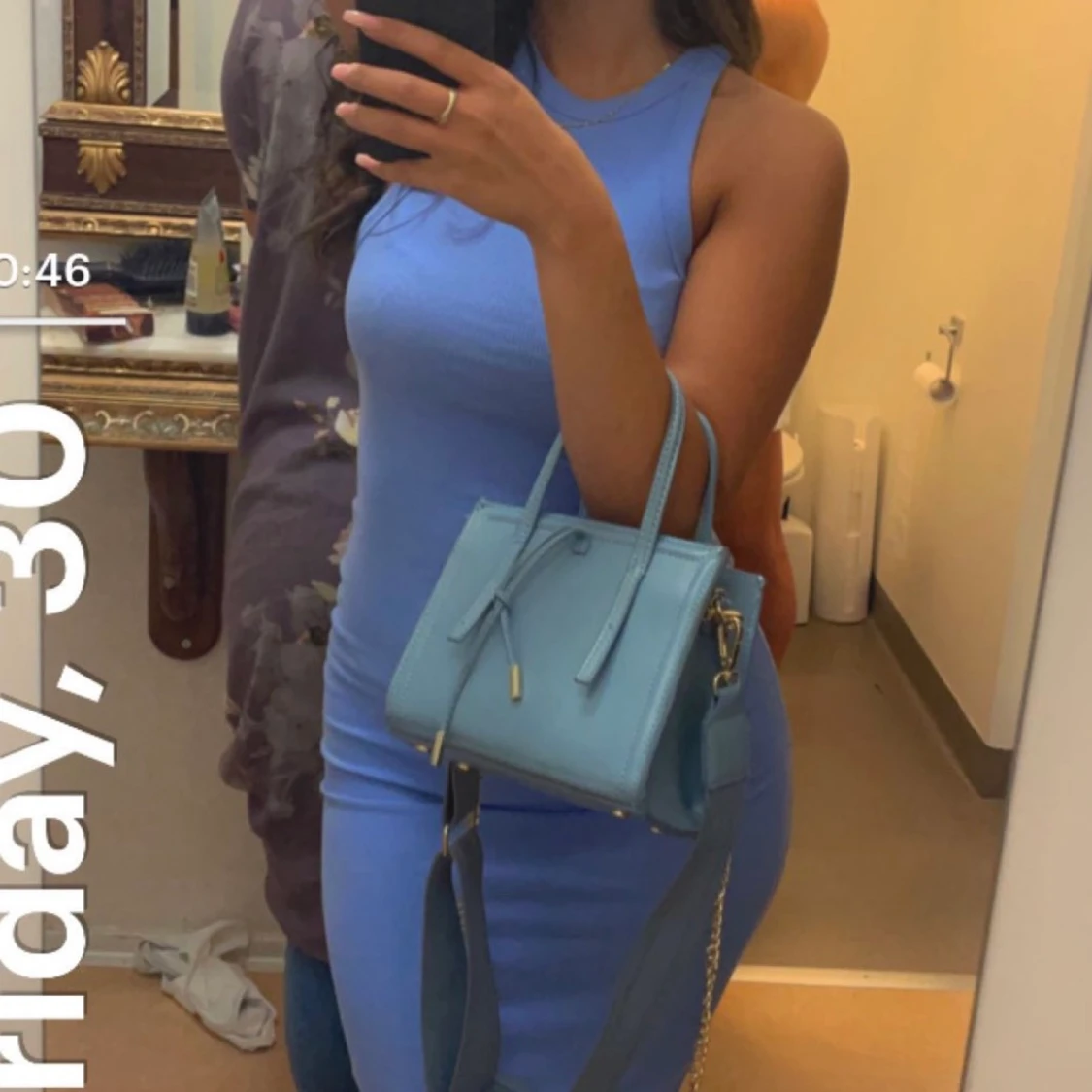 Blå ribbad klänning  - 91