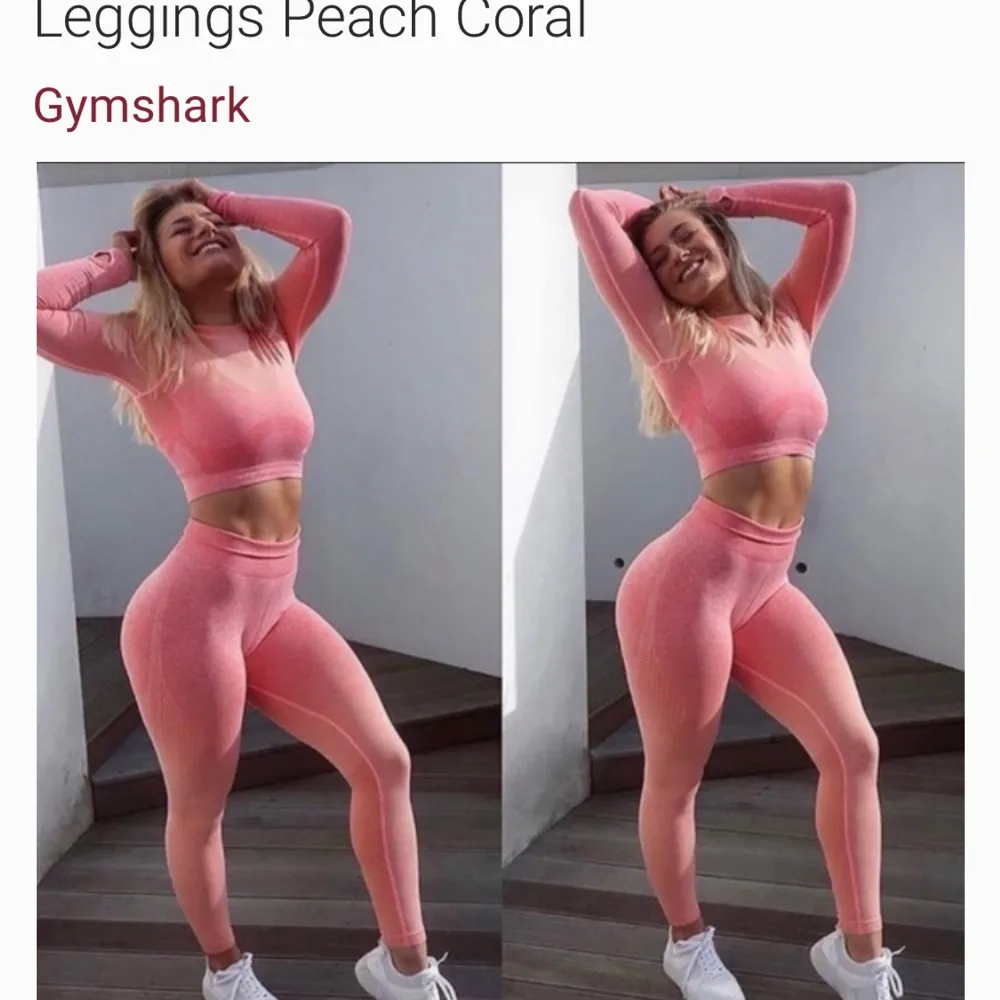 Säljer gymshark tränings sett i modellen seamless ombre coral, slutsålda på hemsidan och i storlek S använda några gånger men i gott skick, säljer byxorna för 220kr och toppen för 150kr, köper man båda säljer jag det för 300kr. Övrigt.