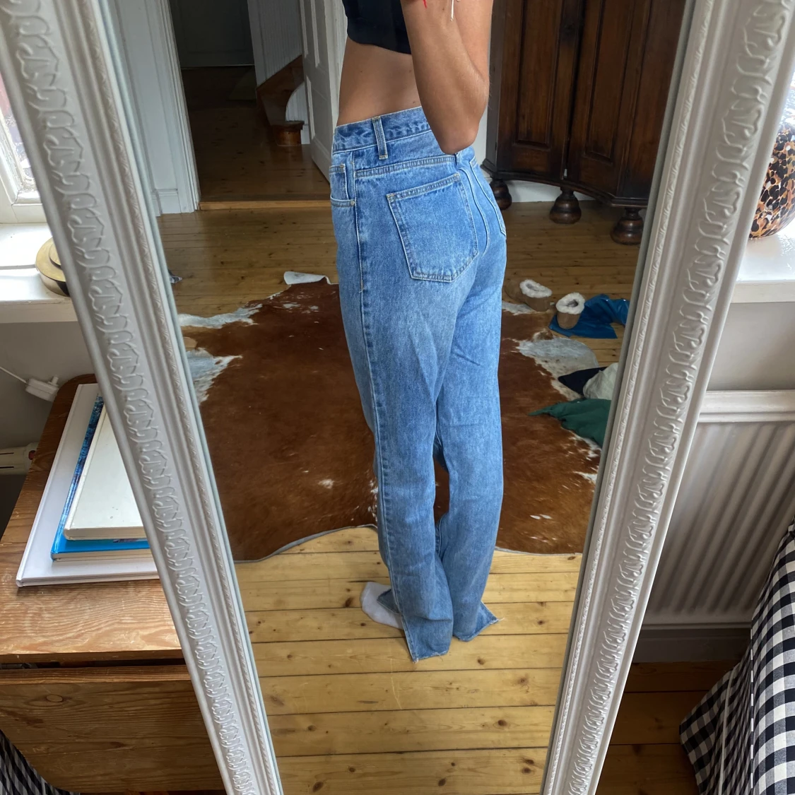 Blå raka jeans - 90