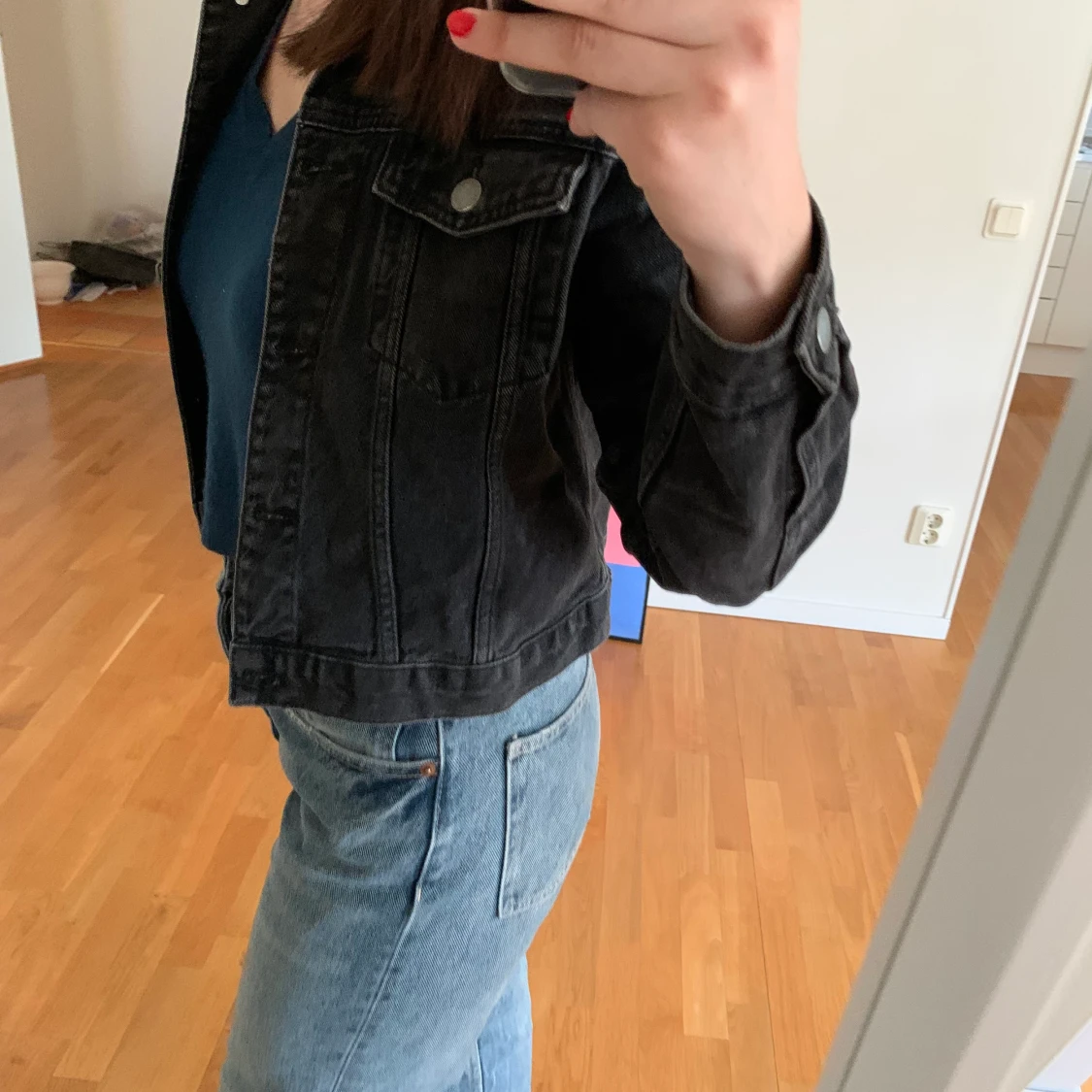 Svart jeansjacka  - 90