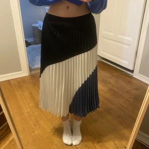 Medellång plisserad kjol - Säljer denna jättefina kjolen från H&M  Köpte för 3år sedan och är ganska använd Den är lite insydd i midjan men är elastisk så gör inte jättemycket Säljer för jag inte känner mig så bekväm i längden