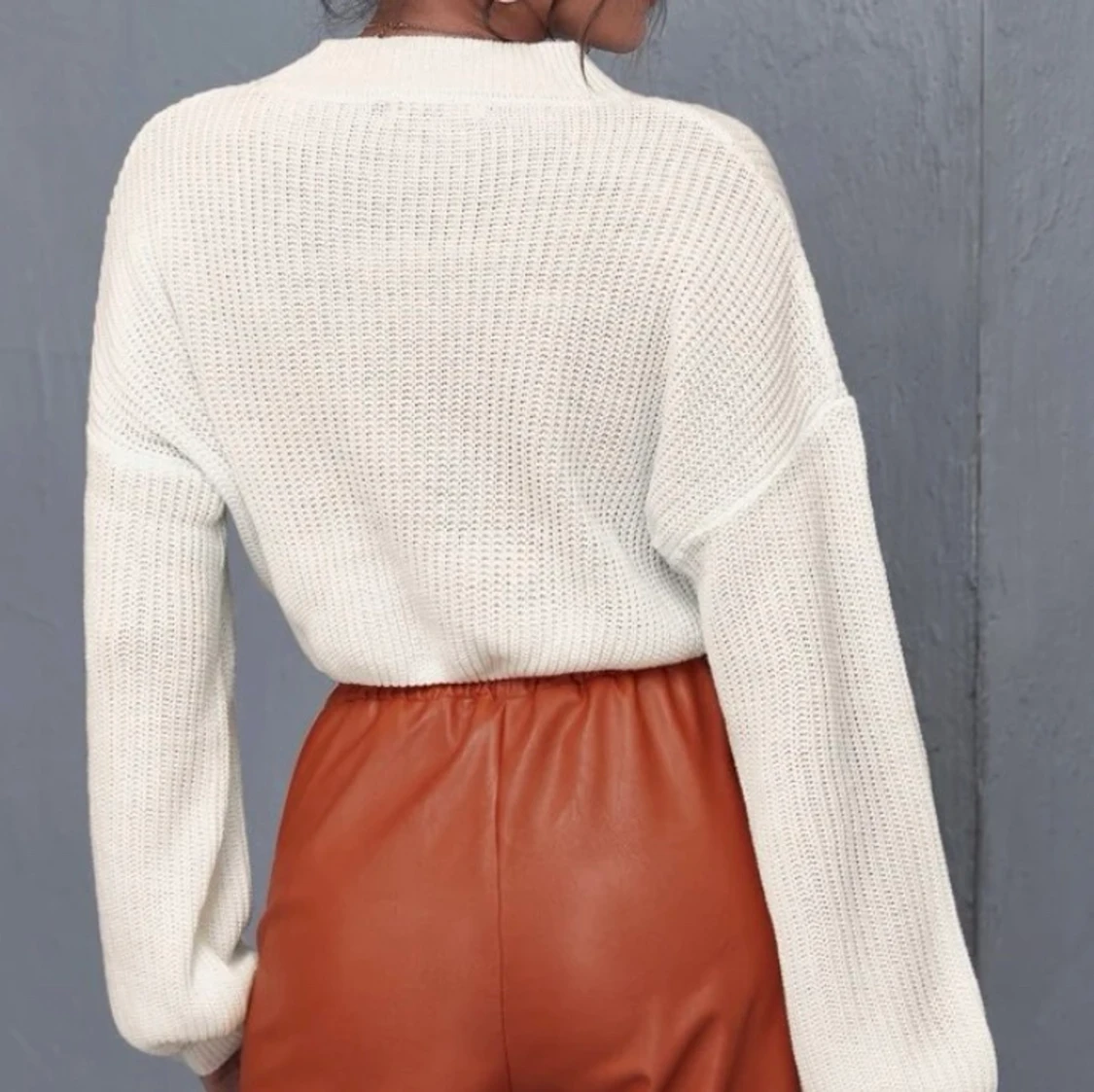 Vit stickad tröja - 90