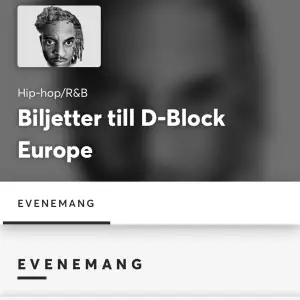 2 st  Dblock europe biljetter säljs!  (Stockholm) En såld!!!