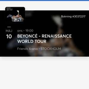 Beyonce biljetter STOCKHOLM  - Säljer 2 sittplatser, 1080kr styck💓