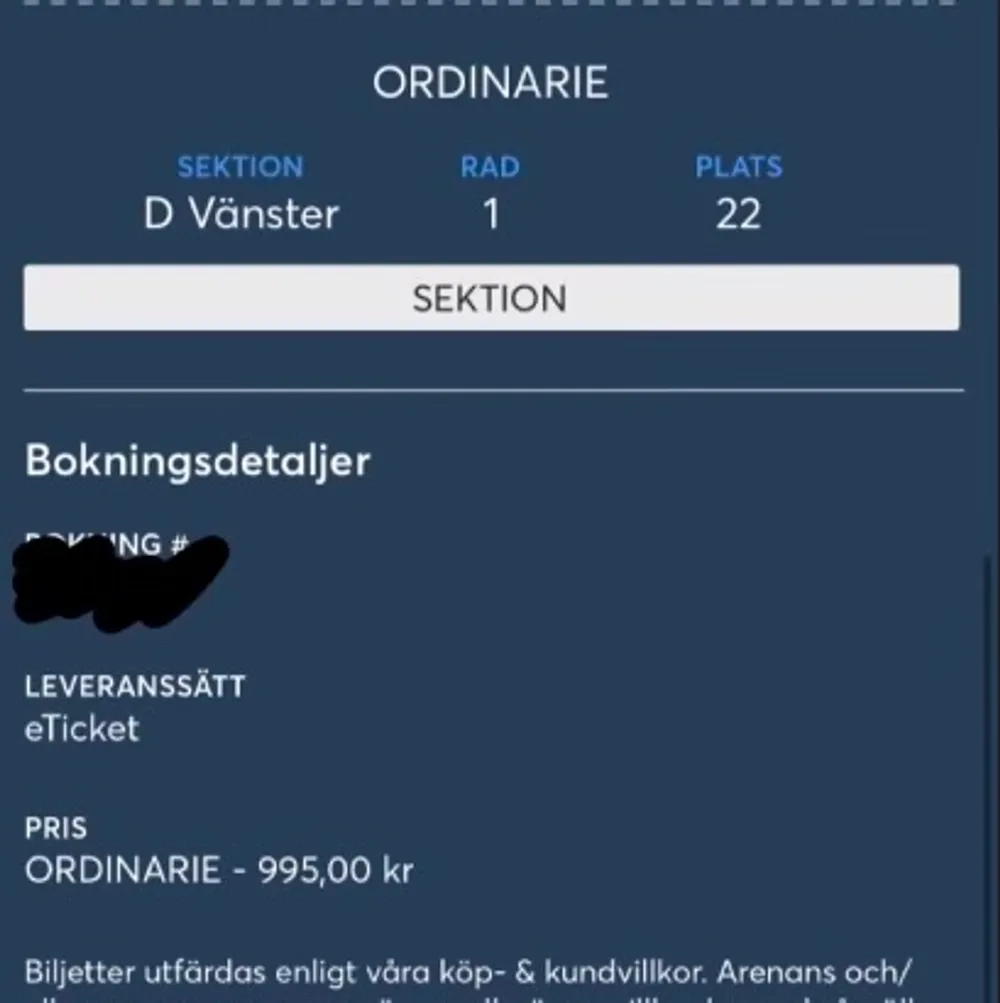 Säljer 2 biljetter till URSÄKTA Live i Scandinavium den 16/9-22 💓💓 Nypris: 2000:-  Överförs via mail, men för säkrare köp kan jag oxå skicka utskrivna kopior och skicka på posten. . Övrigt.