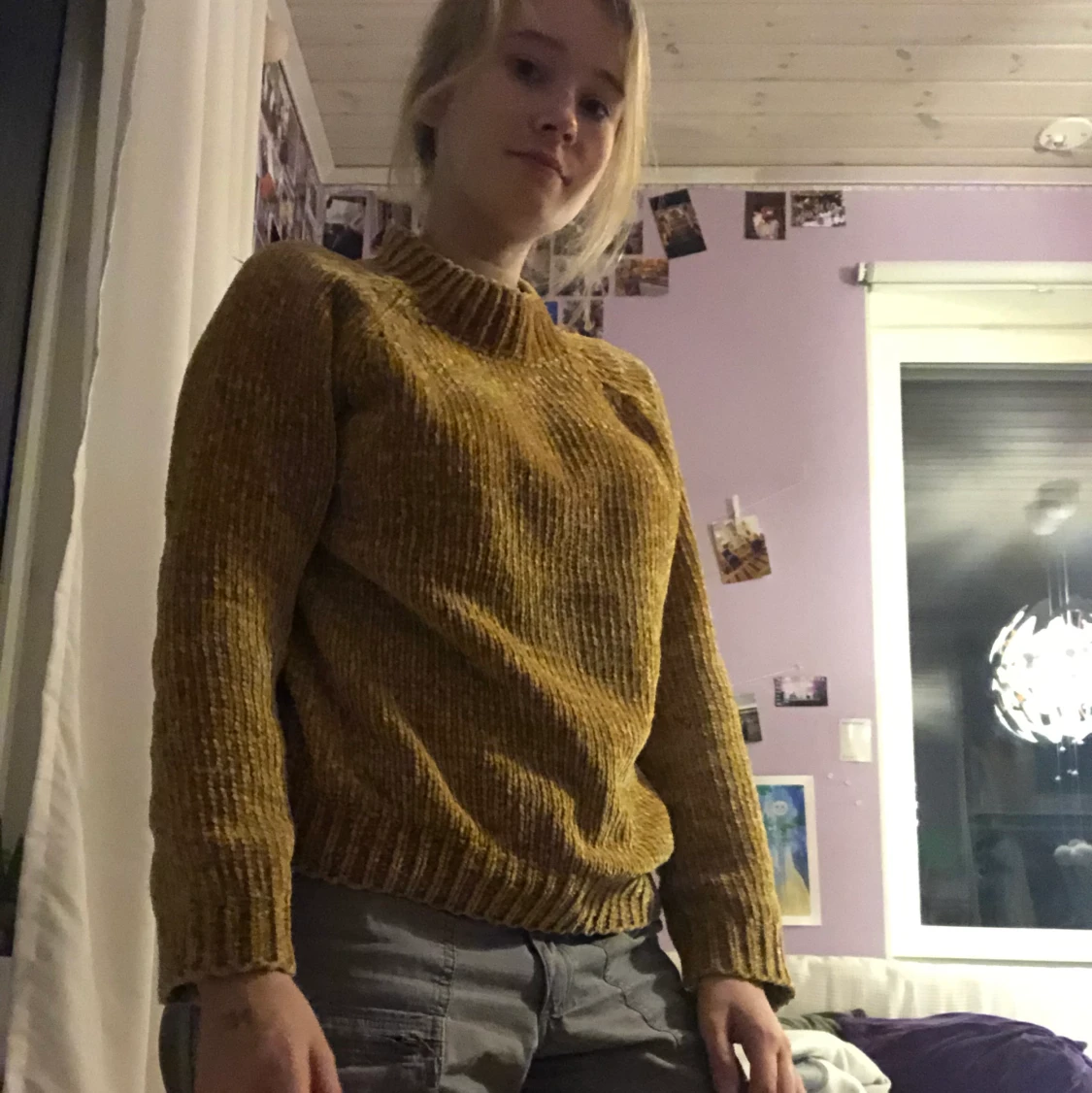 Senapsgul tjocktröja - 90