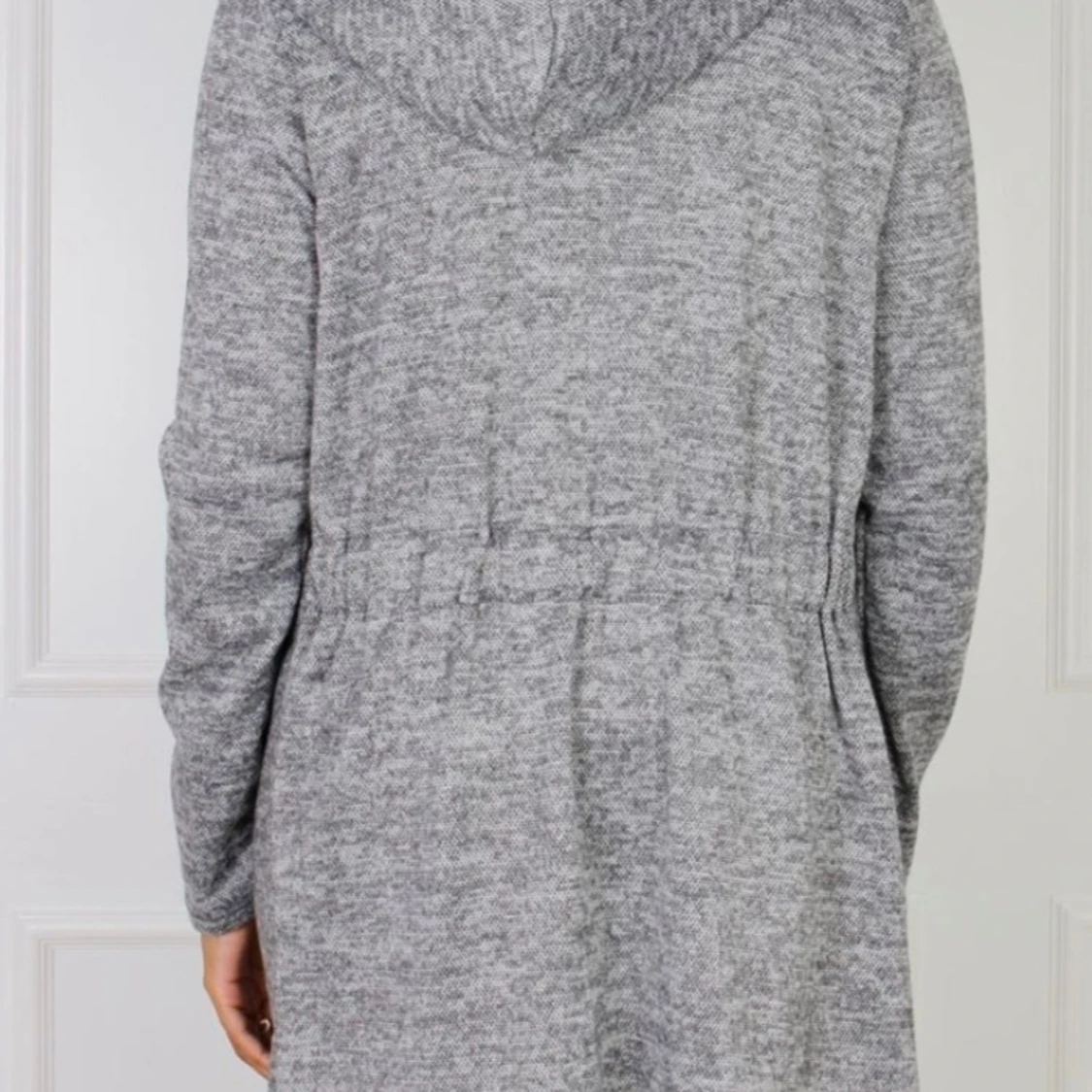 Lång cardigan med huva, grå - 90