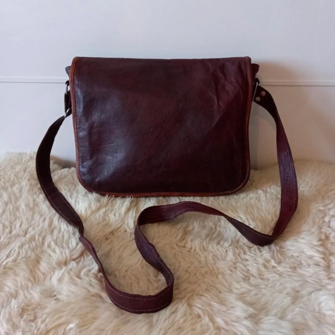 Väska skinn brun - 90