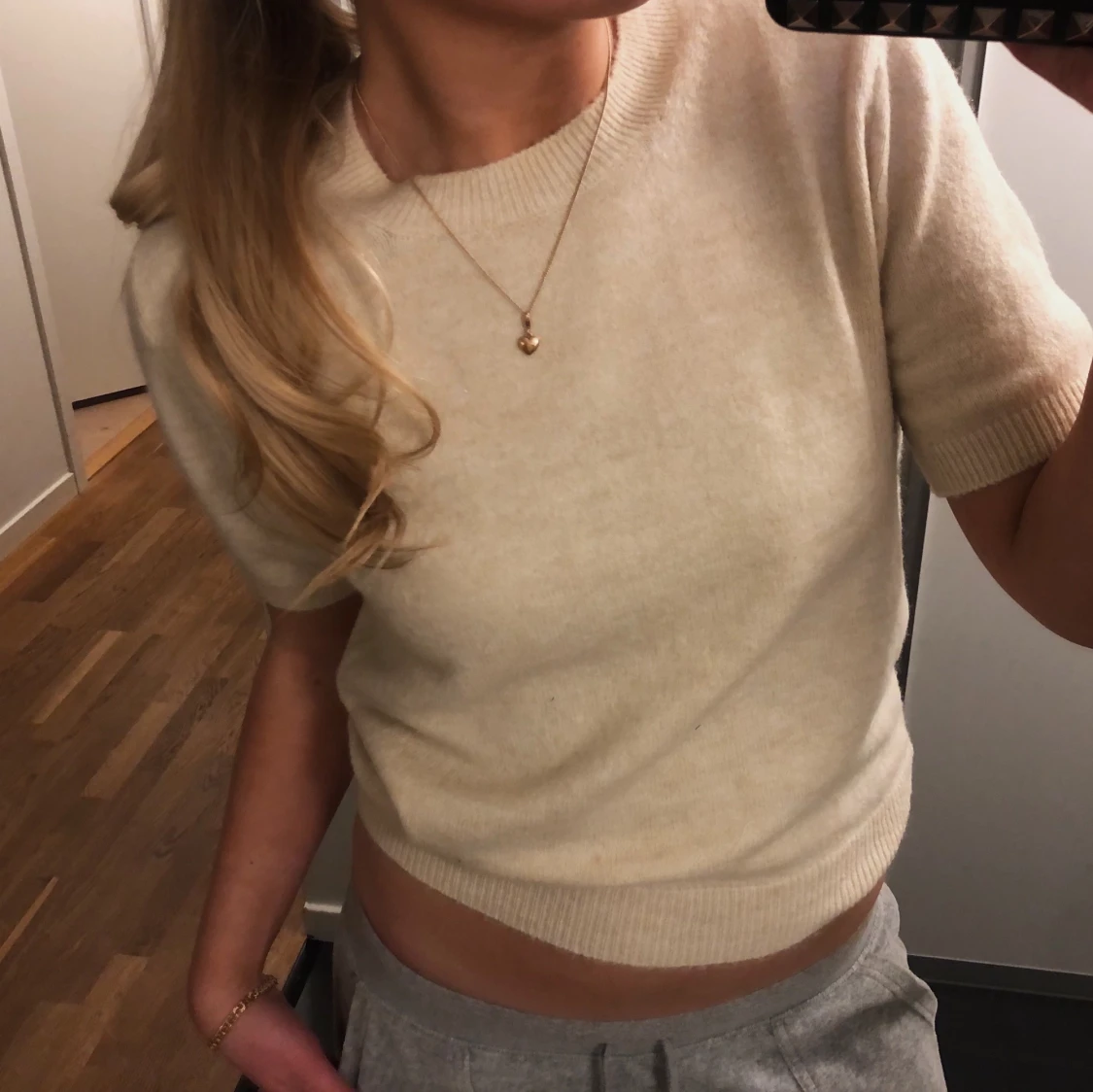 Finstickad crémevit T-shirt!💖 - 91